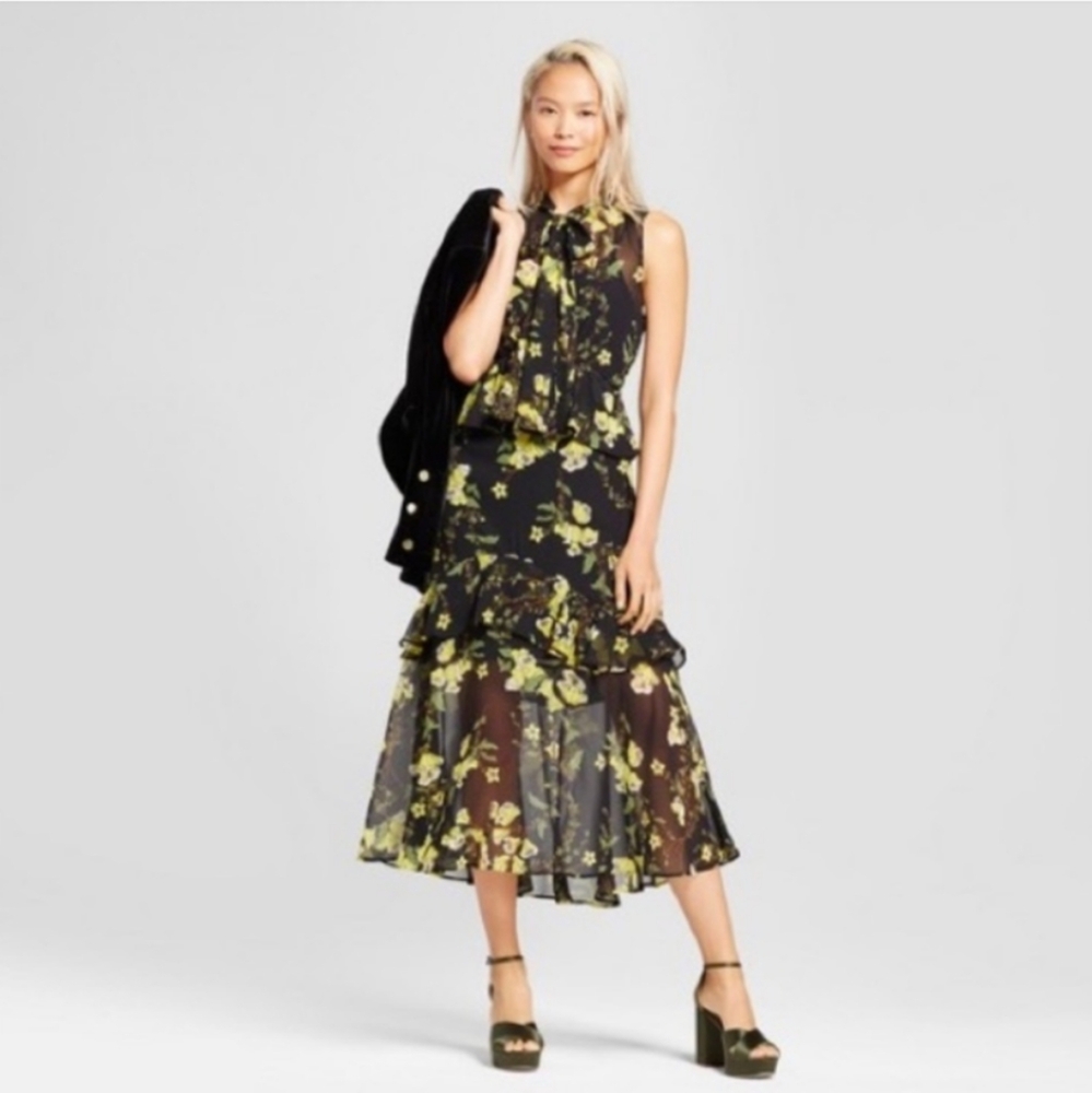 Who What Wear Black Ruffle Dress